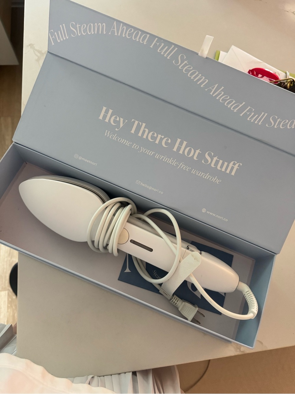 Nori White Women's Handheld Garment Steamer - Compact Travel Steamer